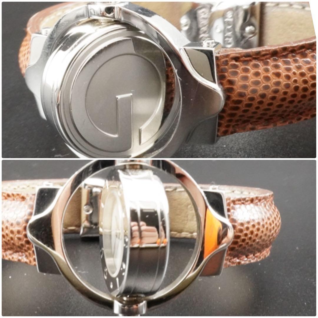 Gucci 6600L Turnface Brown Quartz Wristwatch Bangle Box Japan 0713258
