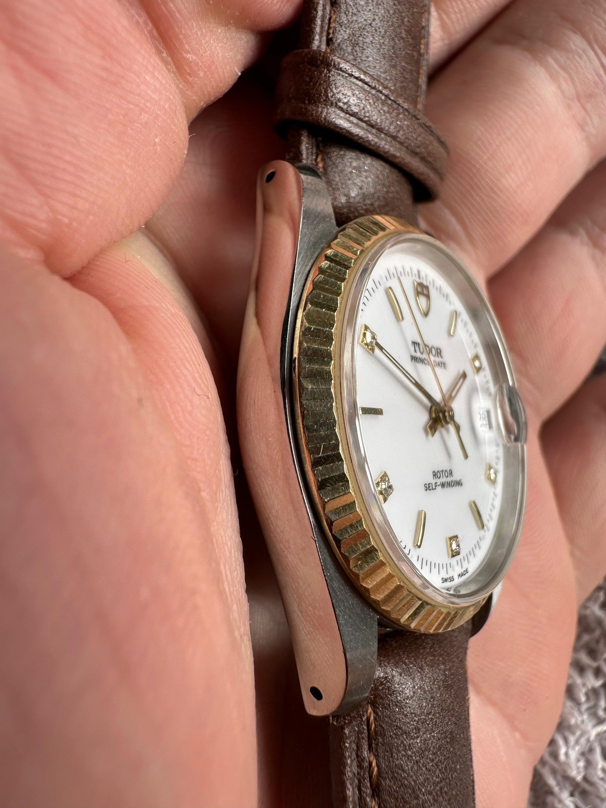 Tudor prince date mint condition amazing dial ref 74033 on leather strap