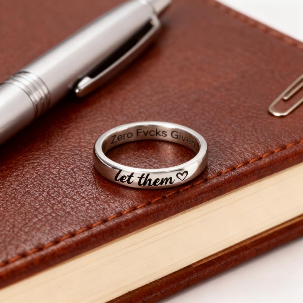 Let Them Zero Fcks Given Mantra Ring for , Stainless Steel Band Rings Silver …