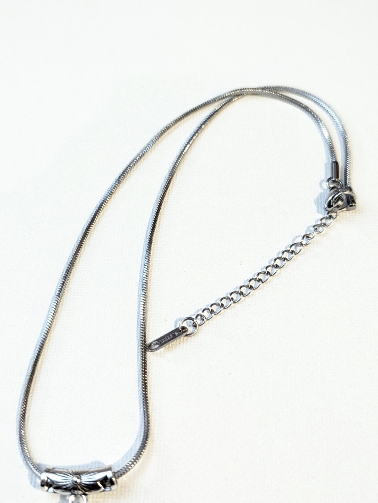 Stainless Steel Snake Chain Necklace Cartoon Girl Charm Pendant Purple Dress