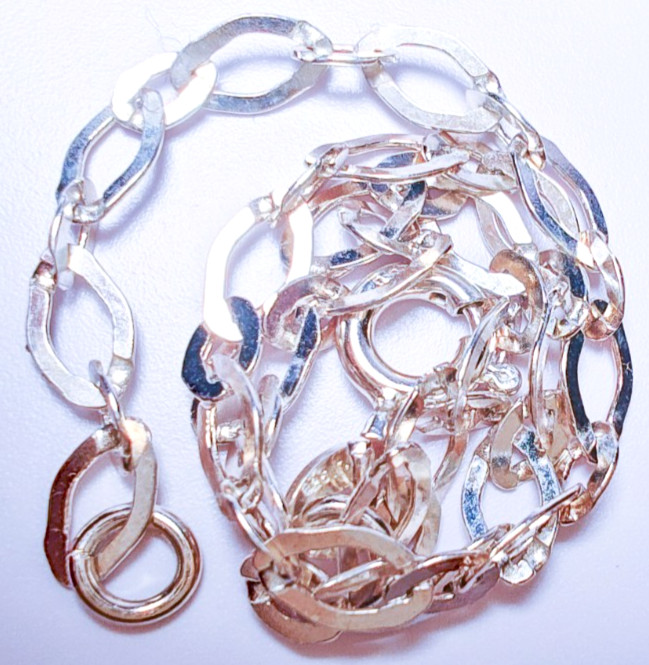 Italy 925 Sterling Silver Oval Link Bracelet 7.25″ Designer Spring Ring 1.65g
