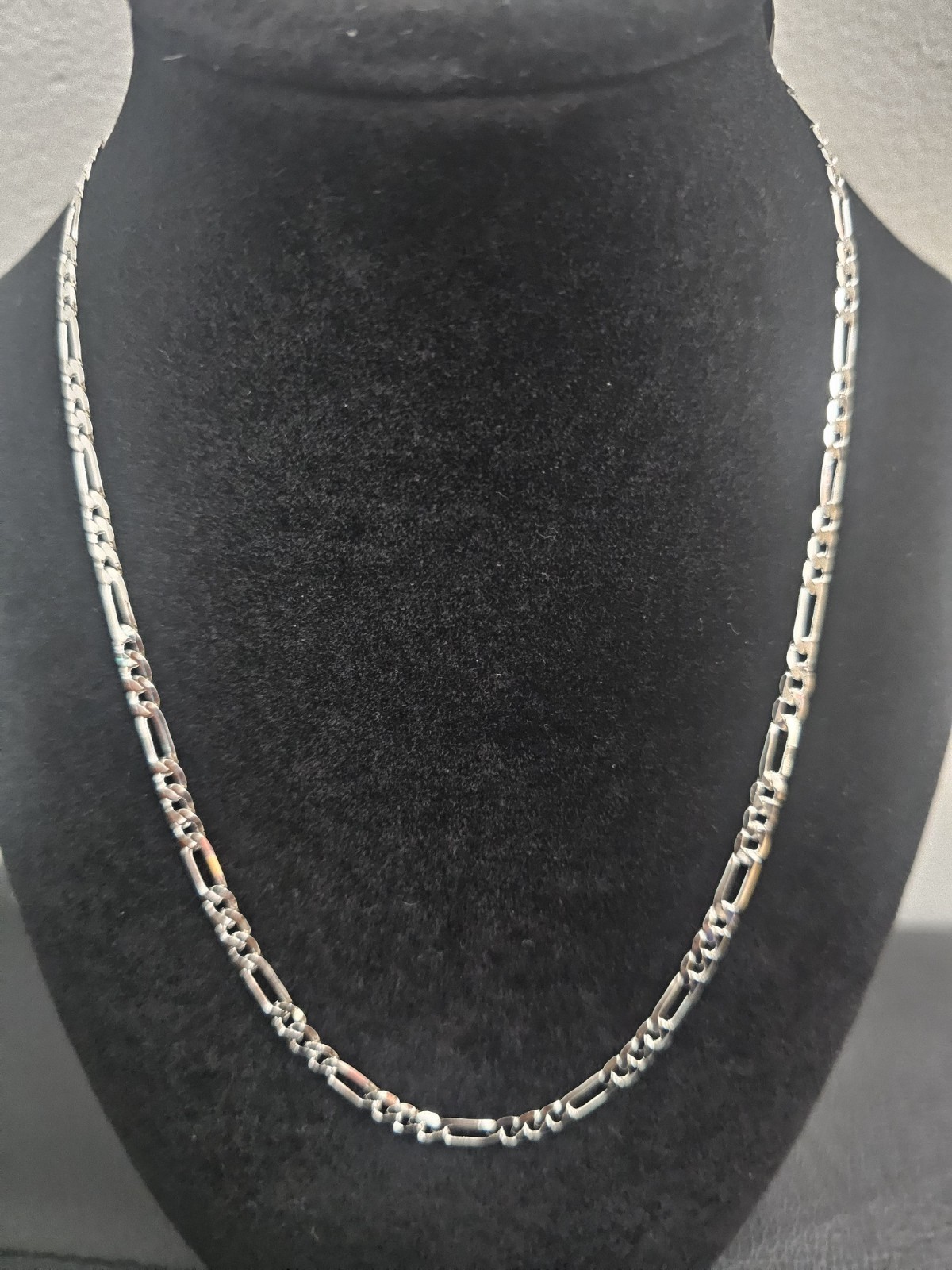 18in 925. stamped sterling Silver-Plated on stainless steel-3.9mm Figaro Chain
