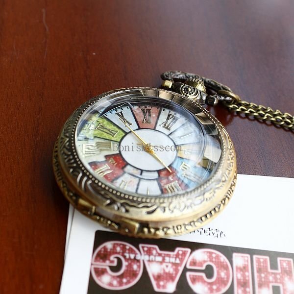 Retro Bronze Tone Wheel Rome Steampunk Quartz Pocket Watch Pendant Necklace