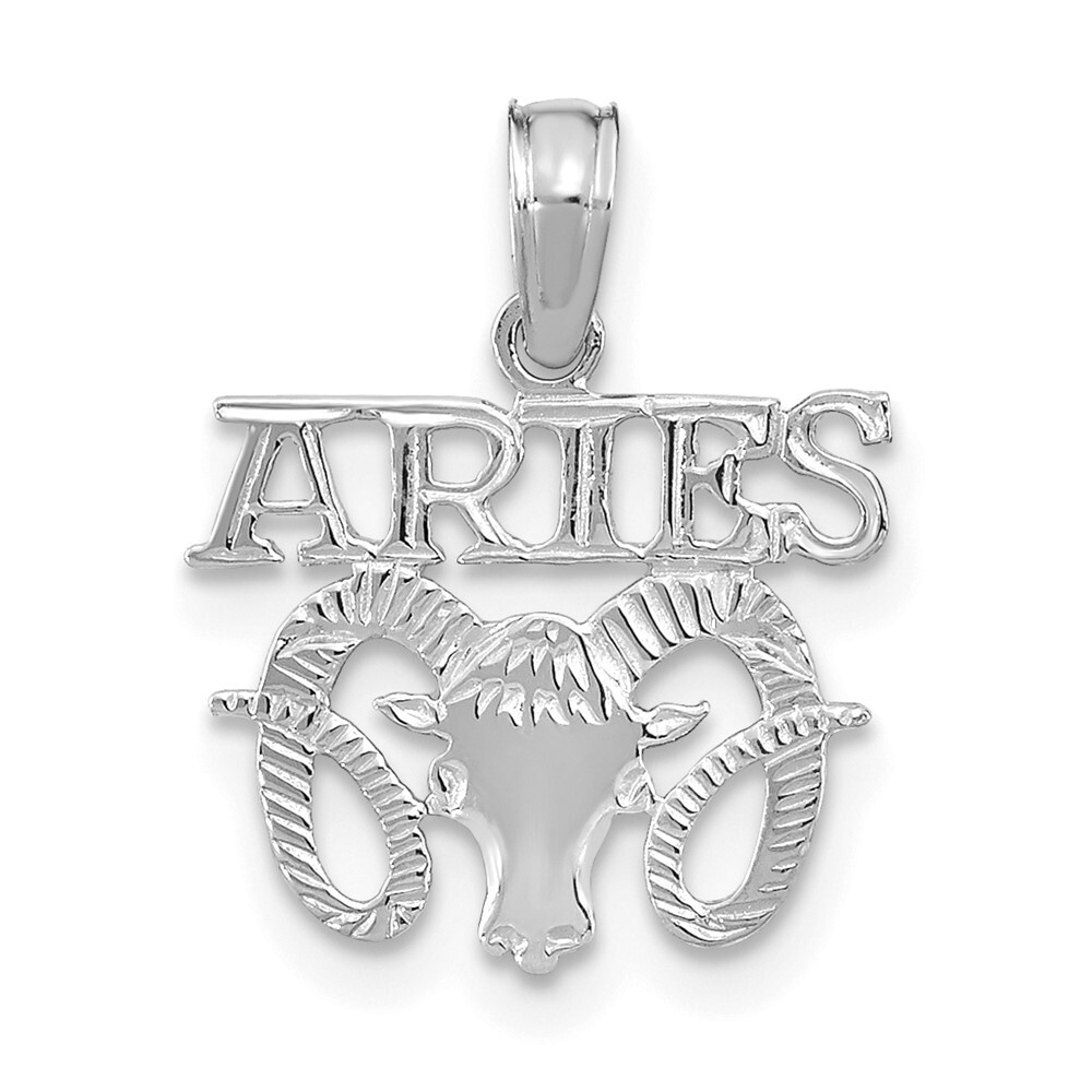 14k White Gold ARIES Zodiac Charm Pendant 0.58gm L-17.3mm, W-13.55mm