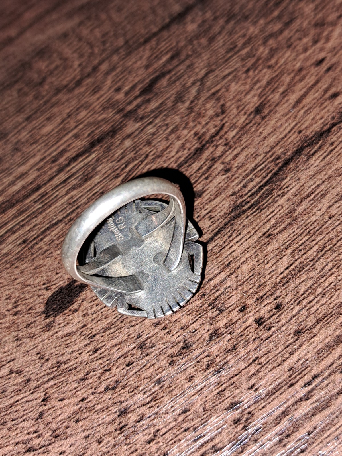Vintage Navajo Roger Skeet Sterling Silver & Large Turquoise Ring Beetle Spider