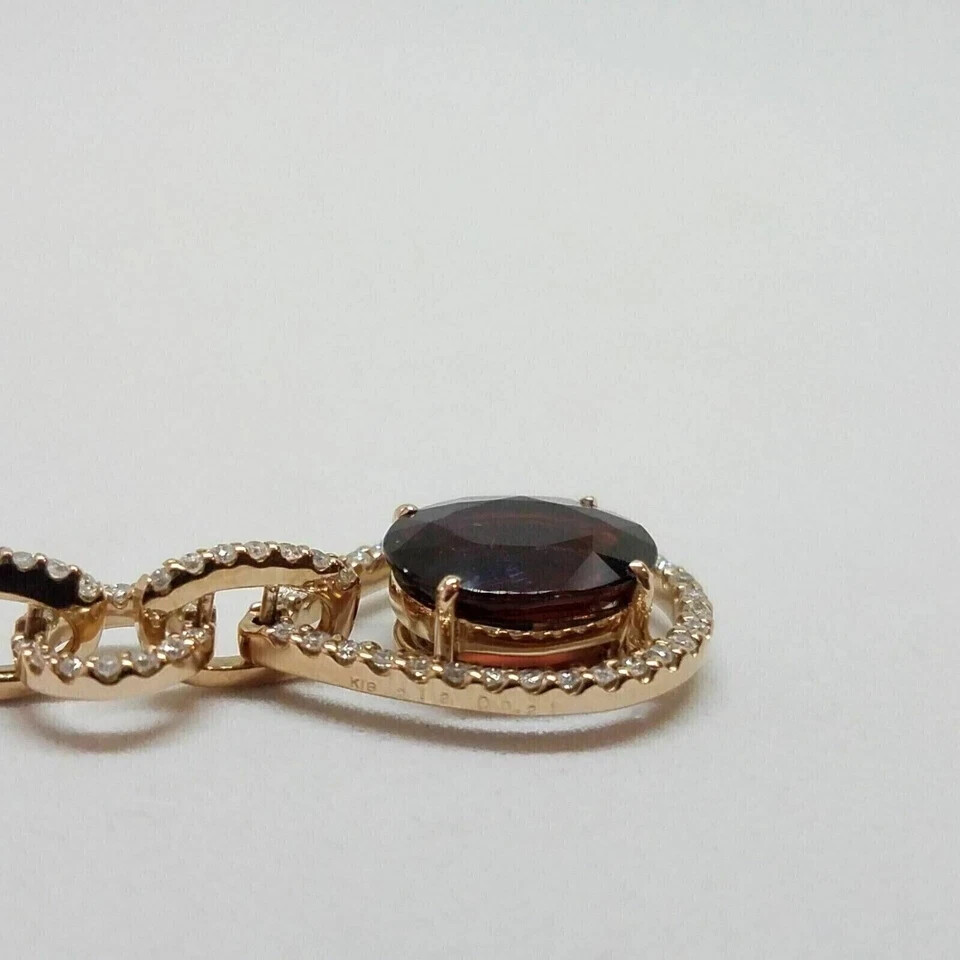 4 Ct Oval Cut Simulated Garnet Women’s Wedding Pendant 14K White Gold Plated