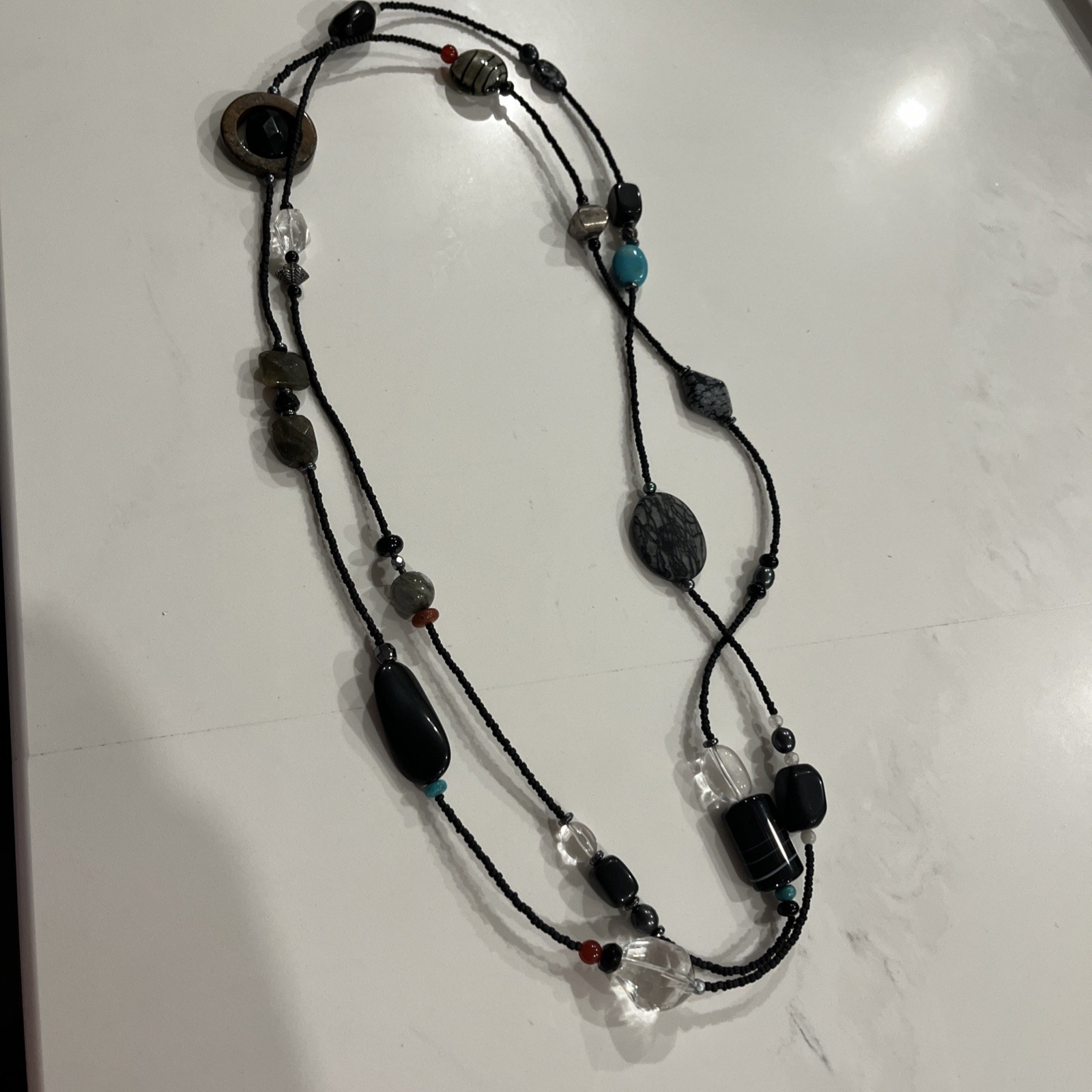 SILPADA Necklace Sterling Hematite Turquoise Pearl Obsidian Bronzite Boho N1967