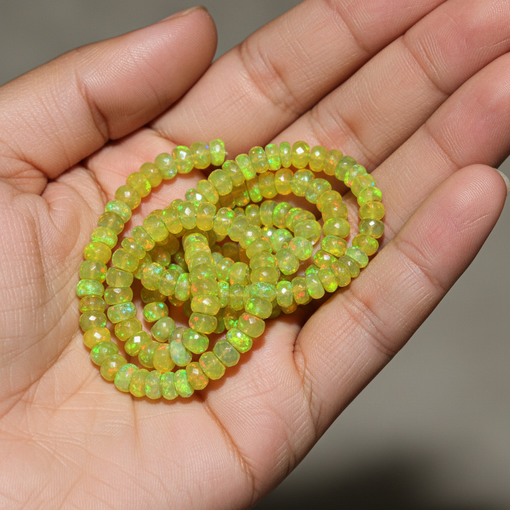 Ethiopian Fire Opal Beads Strand 4-5mm Rondelle Gemstone 8 Inch Jewelry Making
