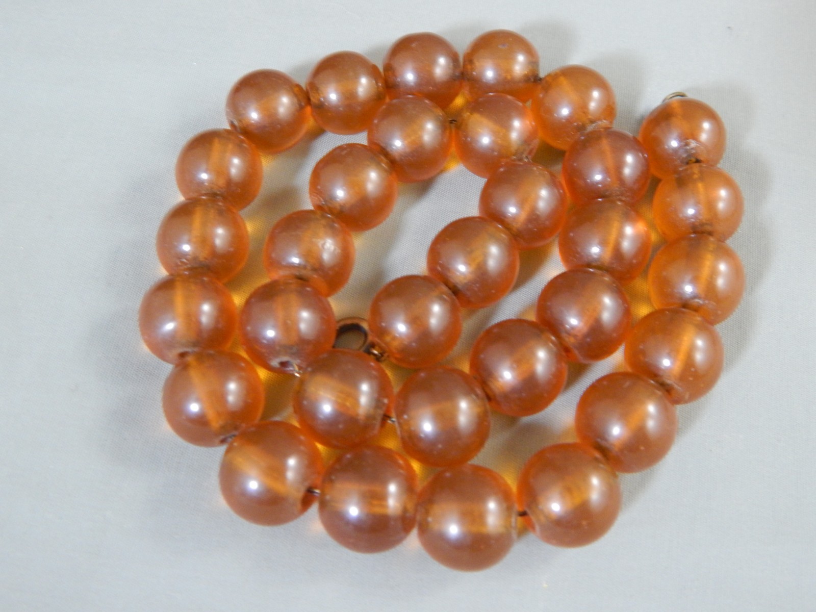 Vintage Antique Honey Cognac Amber Round Bead Choker Necklace 15″ ~ 40g