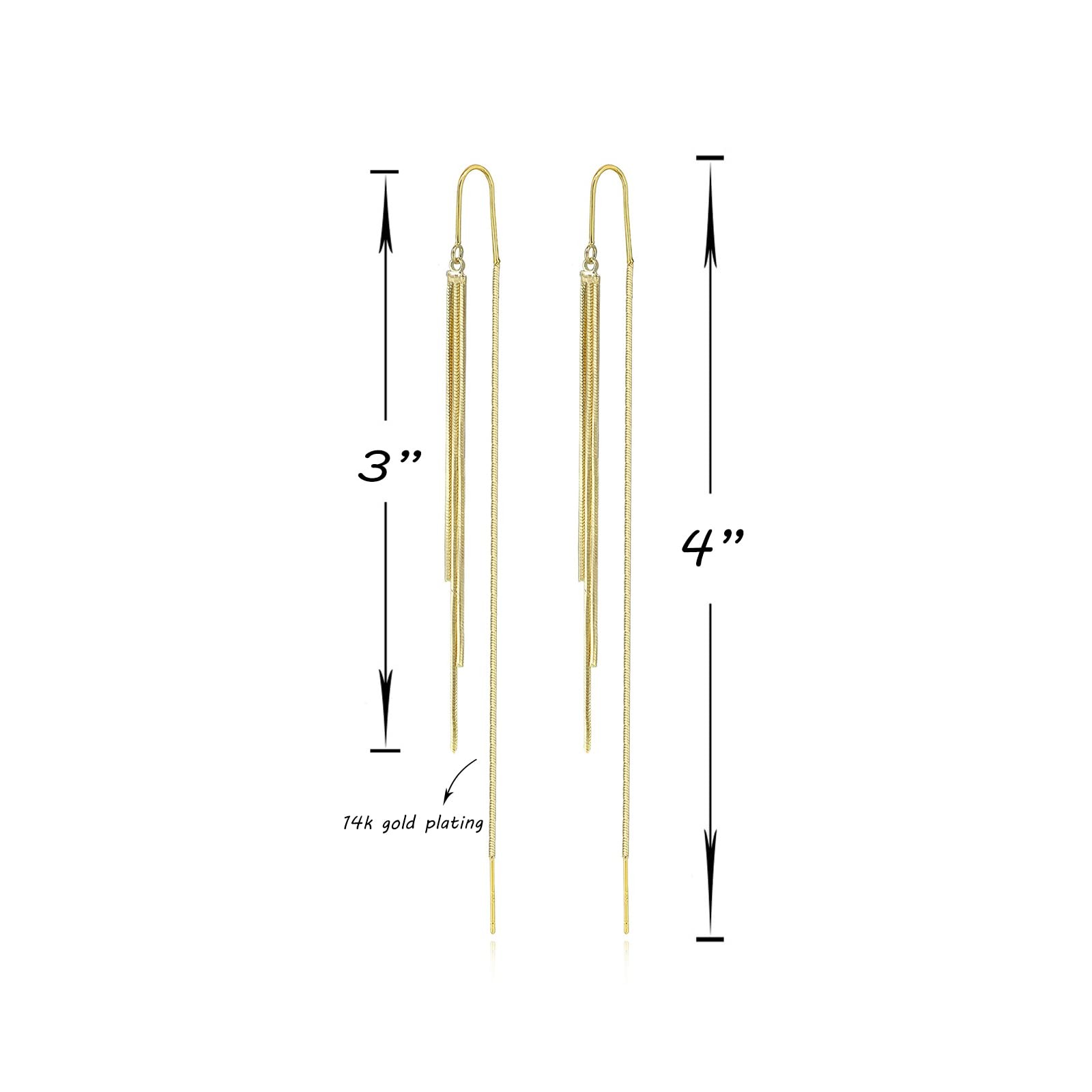 Threader Dangle Earrings Long Tassel Earrings Gold Earrings for Women