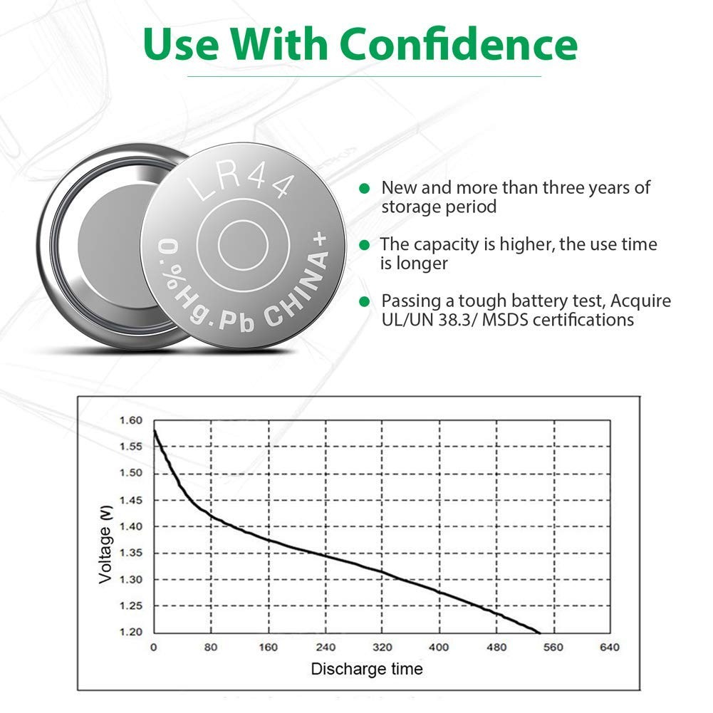 LiCB 40 Pack LR44 AG13 357 303 SR44 Batteries 1.5V 10 Count (Pack of 4)