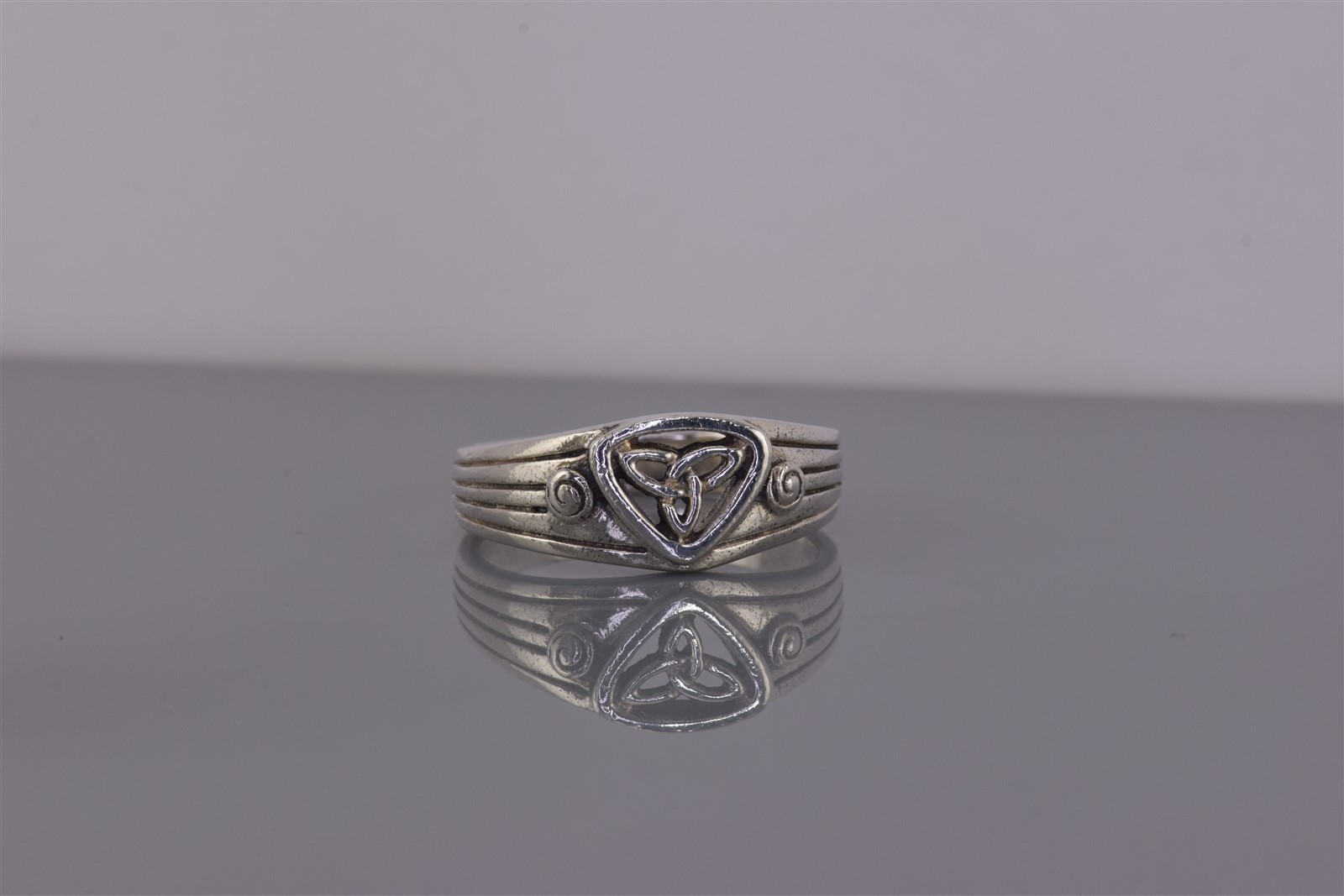 Peter Stone Sterling Silver 9mm Open Celtic Trinity Knot Band Ring 925 Sz: 9