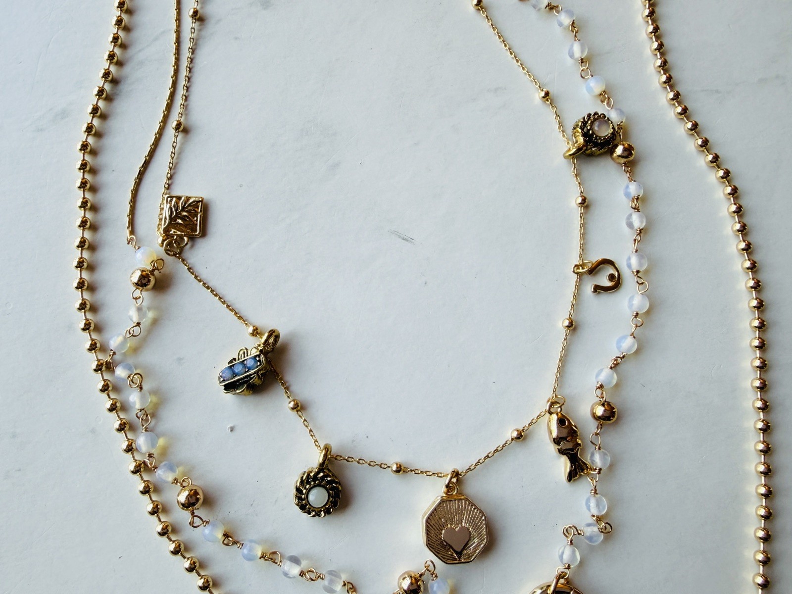 Rare! NWT Anthropologie Shades of Sea Layered Necklaces Delicate Charm Set of 3