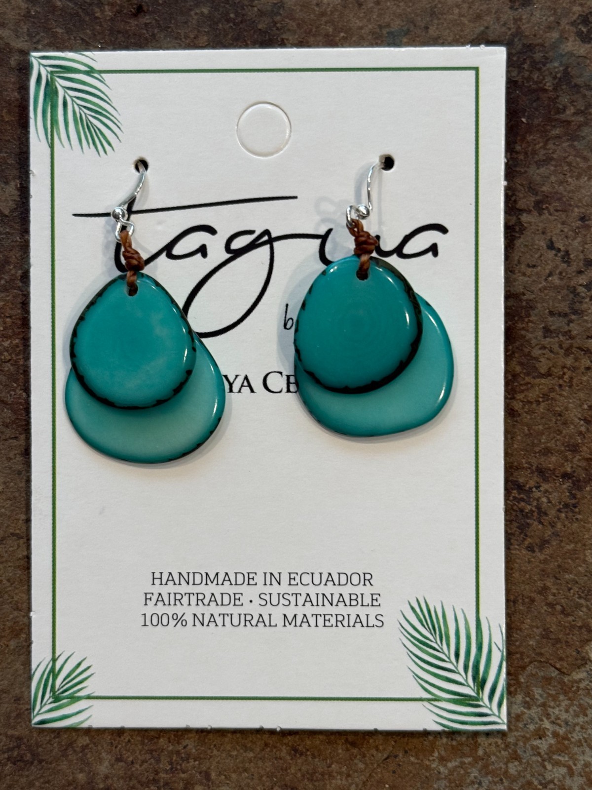 TAGUA NUT “FIESTA” EARRINGS ORGANIC ARTISAN HANDMADE FAIR TRADE LIGHTWEIGHT NEW