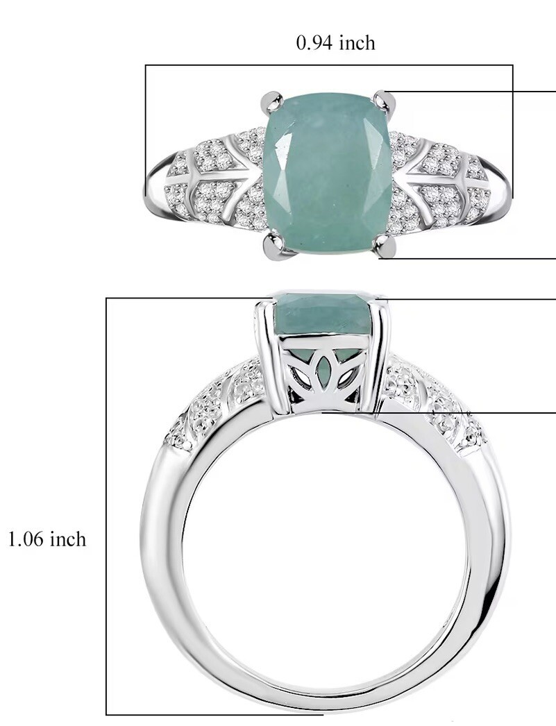 Grandidierite and White Zircon 3.75 ctw Ring In Sterling Silver