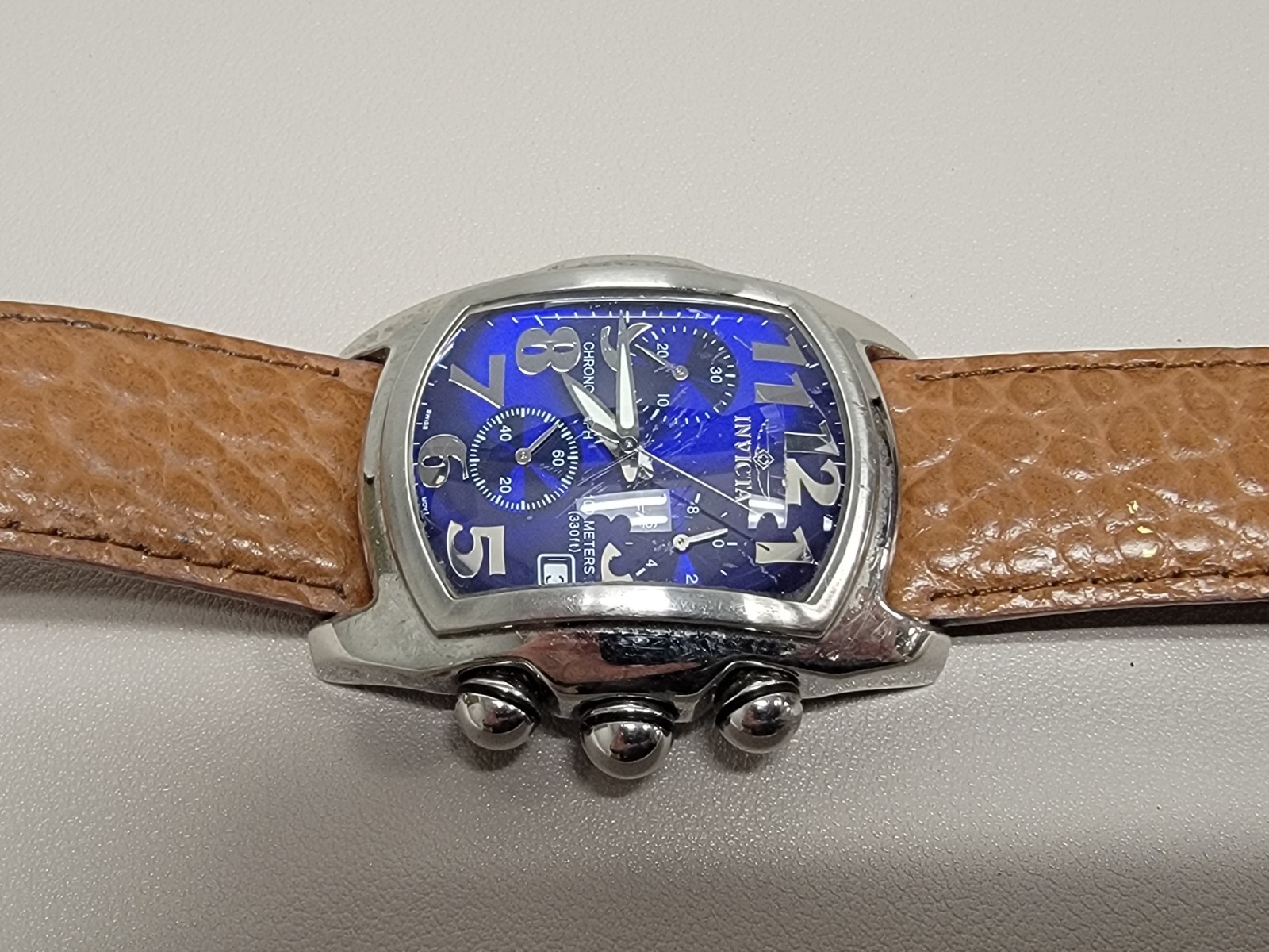 Vintage Invicta Model 9815 Blue Lupah Chronograph Watch