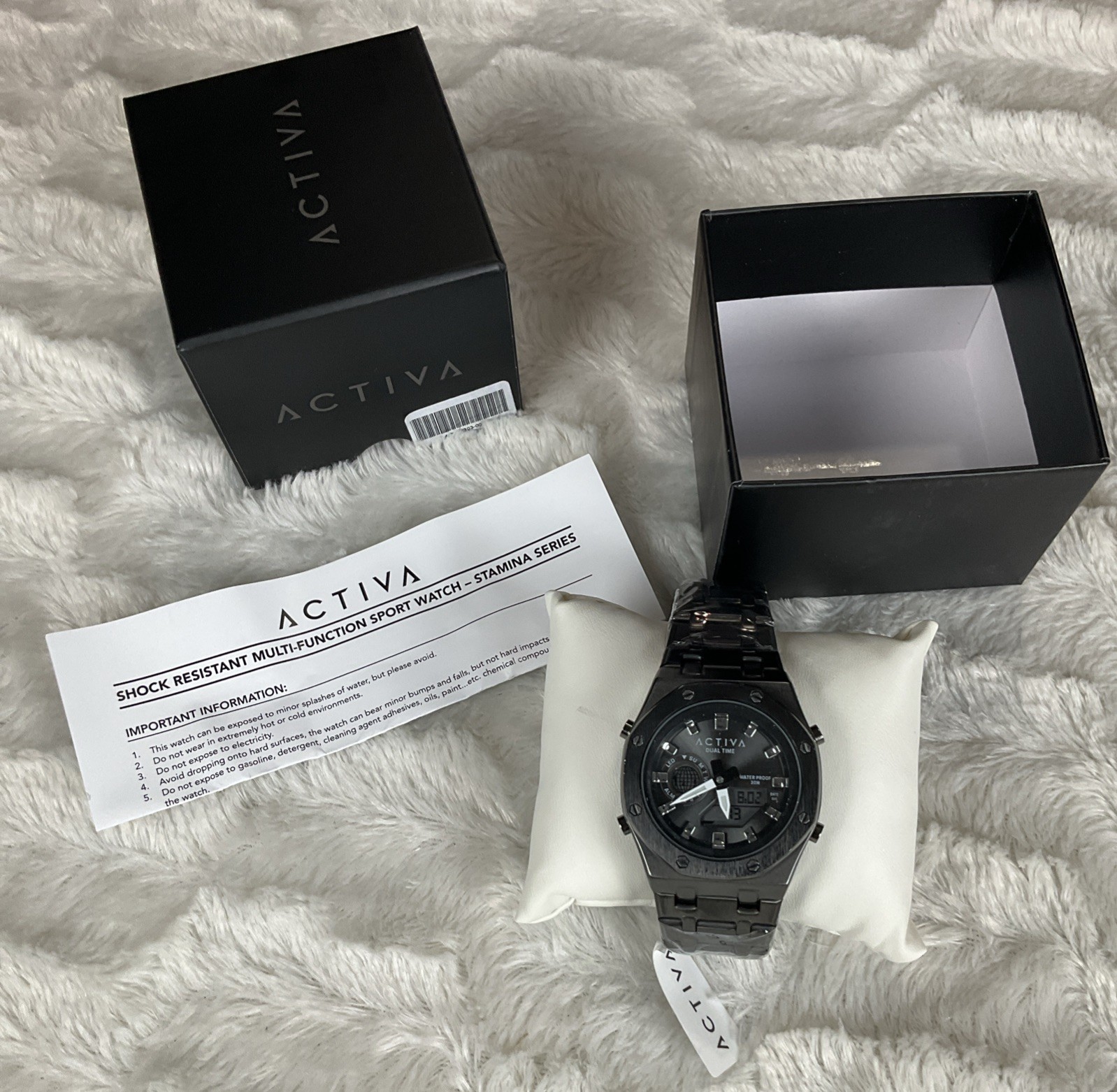 Activa Signal X Invicta Black Mens 45.5 MM Digital Dress Watch ACWM 303-003 NIB