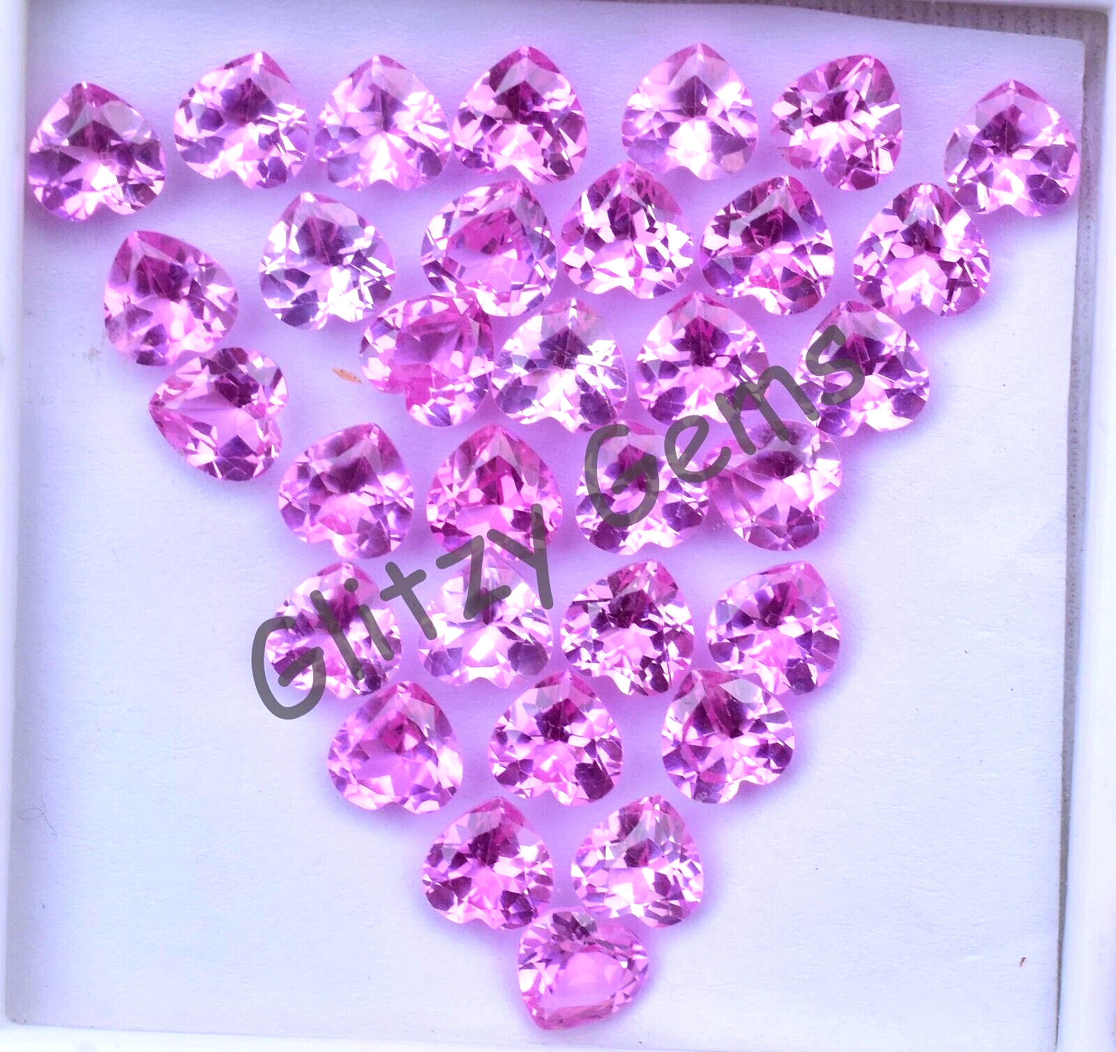 22 Pcs Natural Mogok Pink Ruby Heart 6.90 MM Certified Flawless Loose Gemstone