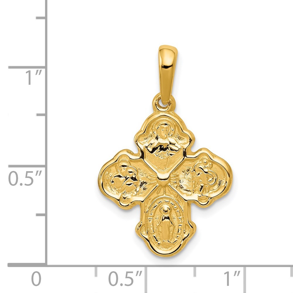 14K Yellow Gold Four Way Medal Pendant 1.95g L-28 mm, W-17.75mm for Mom