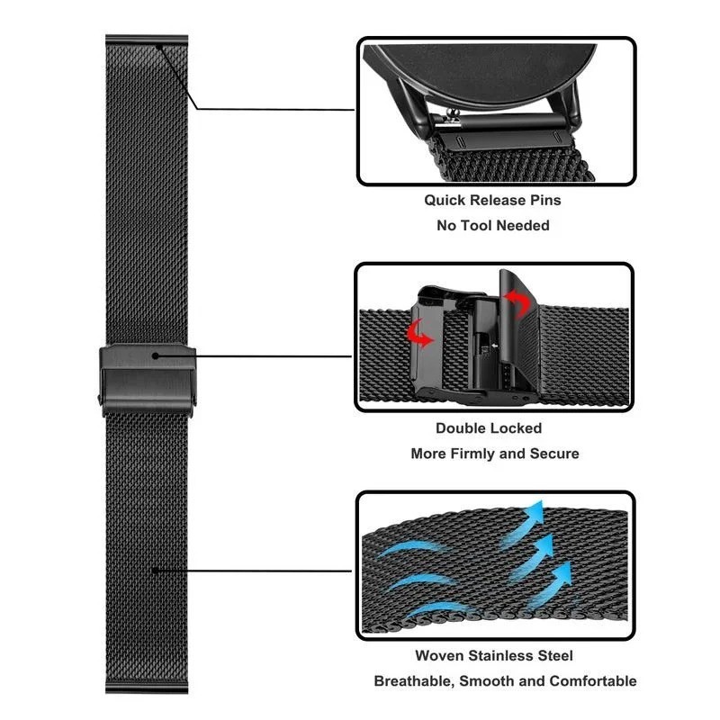 Premium Stainless Steel Milanese Mesh Watch Band Strap 12/14/16/18/20/22/24mm