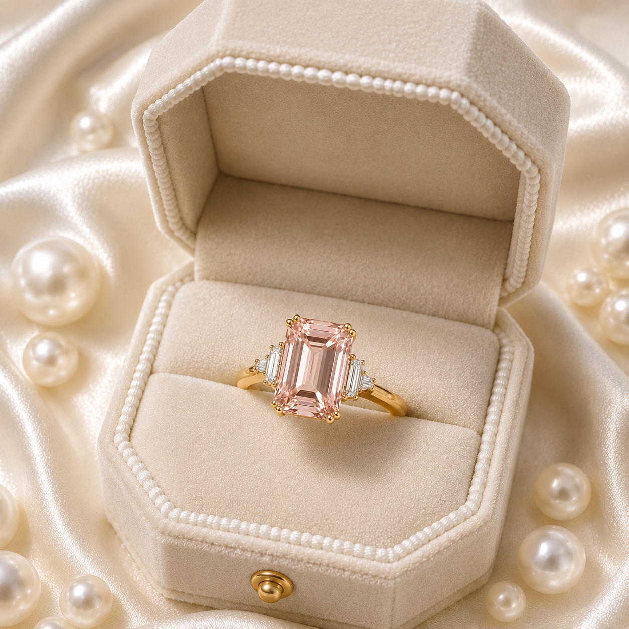 Fancy Vivid Pink IGI Lab Grown Emerald Cut Diamond Ring 4.40 Ct 14k Yellow Gold
