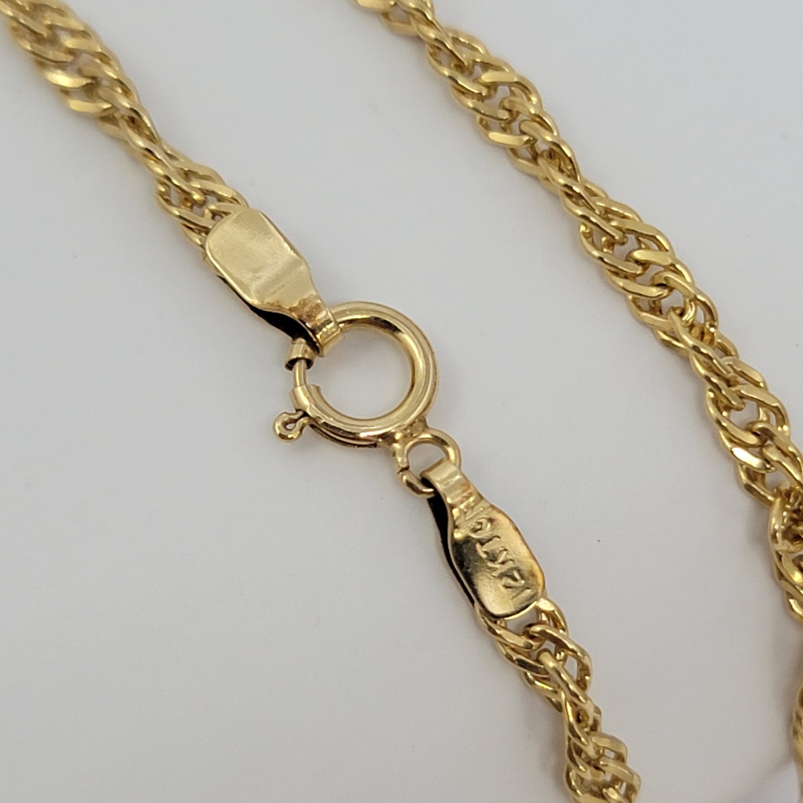 Vintage 12K Gold Filled Singapore Chain Bracelet 8″ 1/20 12k GF Spring Ring NOS