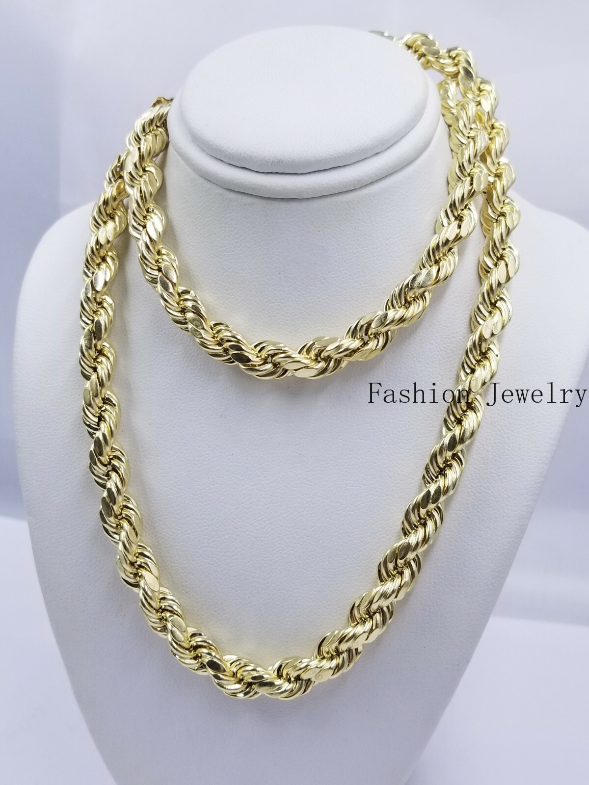 Real 10k Gold Rope Necklace Mens Chain 8mm 18″-30″ Inch Yellow Gold Diamond Cuts