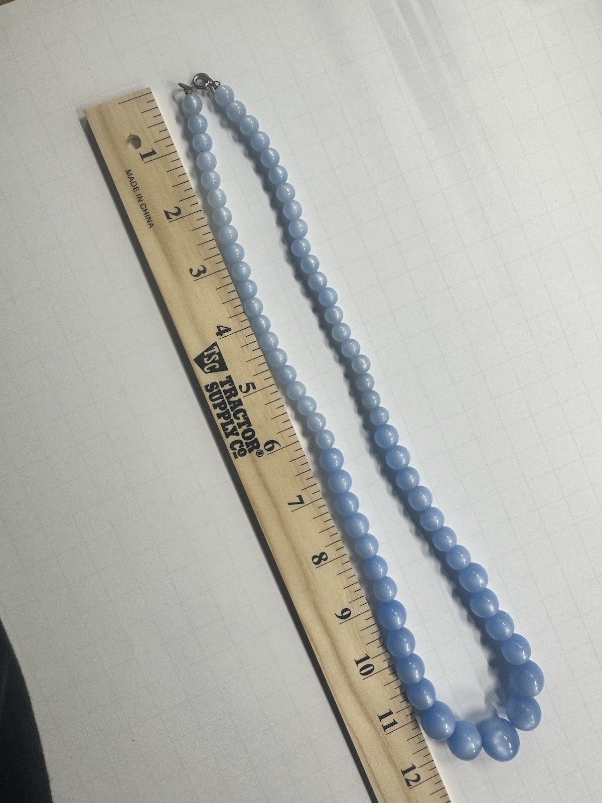 Vintage Pastel Blue Moon Glow Lucite Graduated Bead Necklace