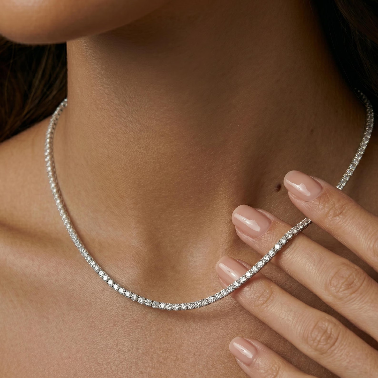 3Ct Lab Grown Diamond Tennis Necklace 16Inch 925 Sterling Silver E VS1 Gift