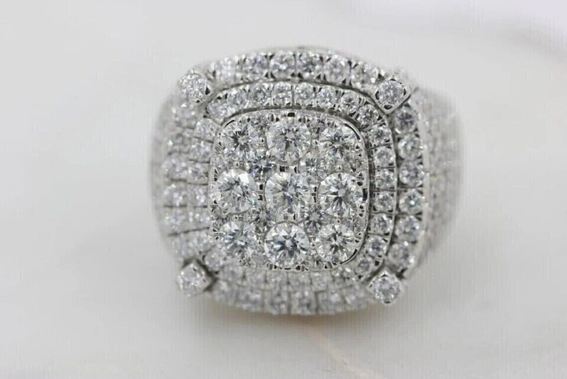 4 CT Round Cut Moissanite Men’s Engagement Ring 14K White Gold Plated For Him