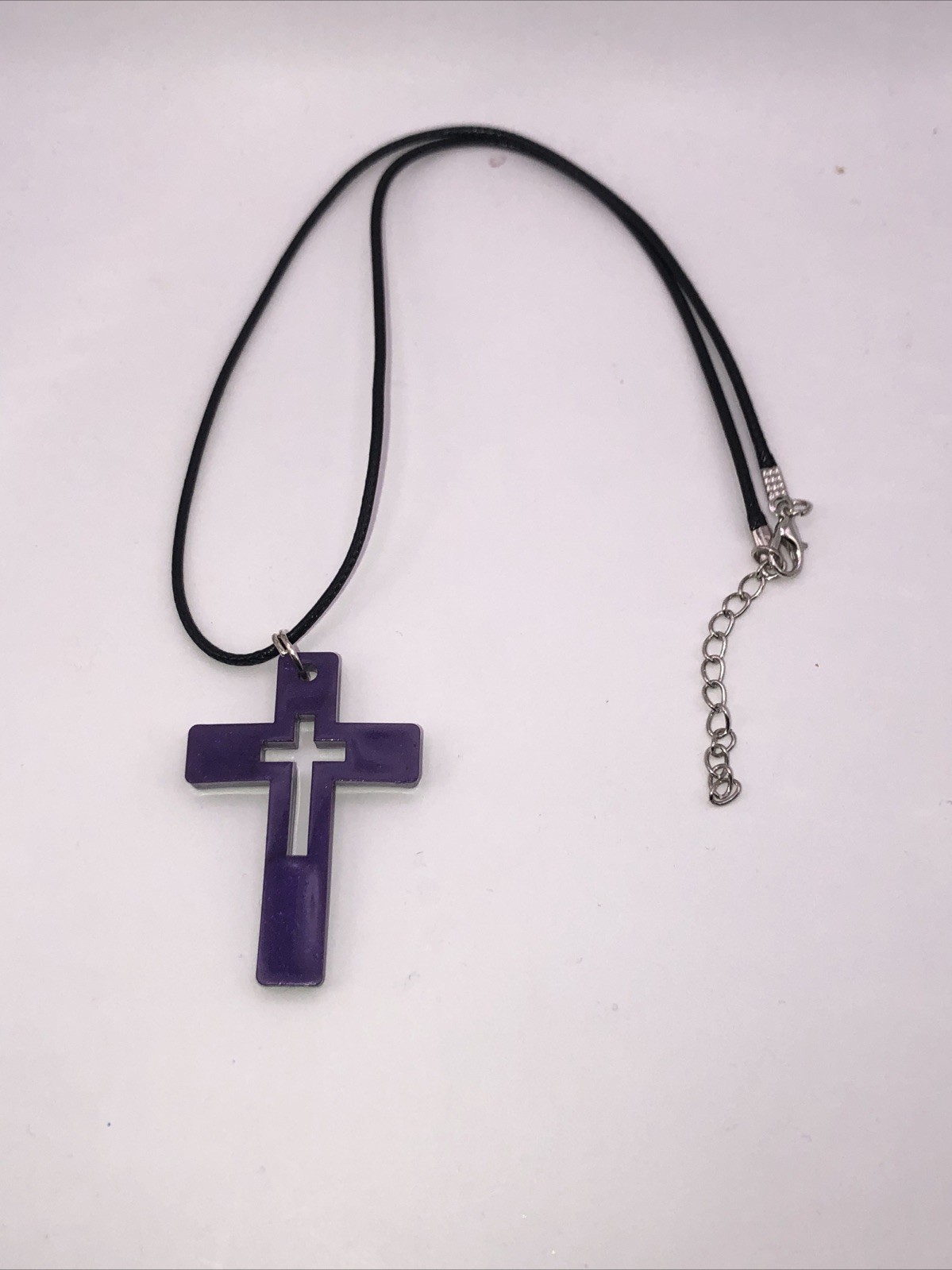 House Of David Handmade Artesian Cross Necklace Purple One Of A Kind 18 inches