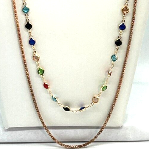 Necklaces 2. A 28″ Multi-Color Crystal, +32″ Rose Gold Chain 4 Different Looks