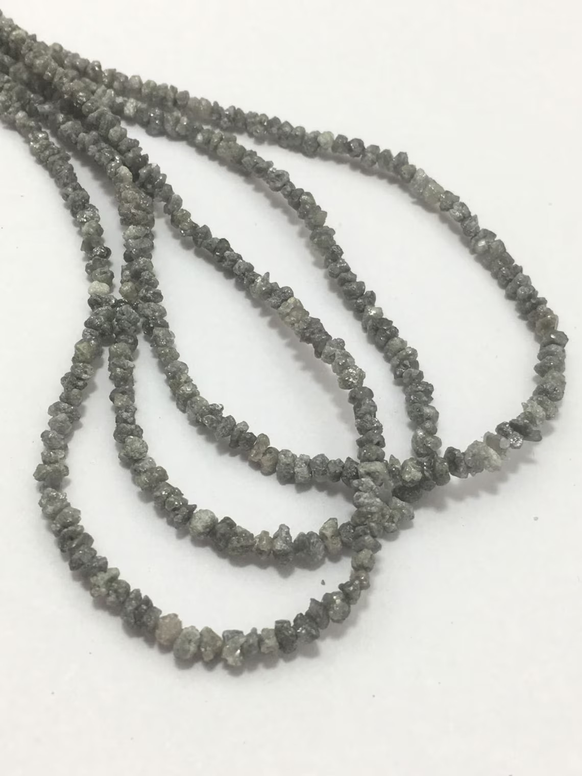 Natural Grey Uncut Diamond Beads 2.5 to 3.5mm 17″ Strand