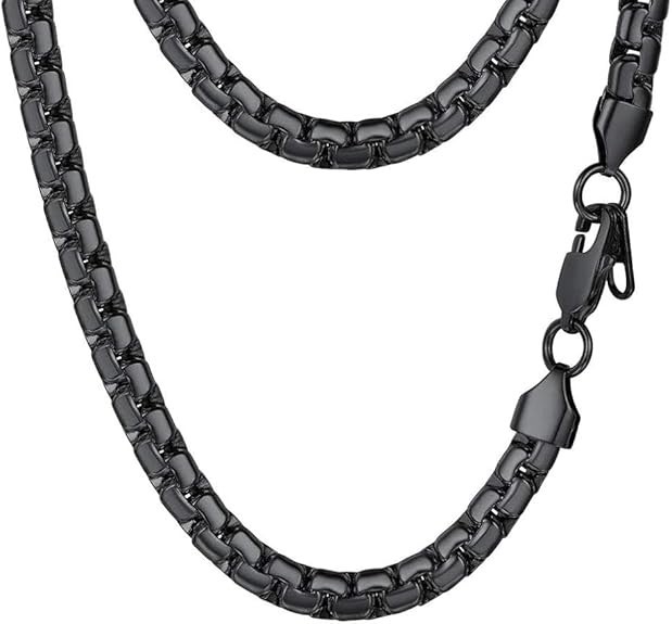 Stainless Steel Box Link Chain Necklace Men Silver Gold Black 14-30in