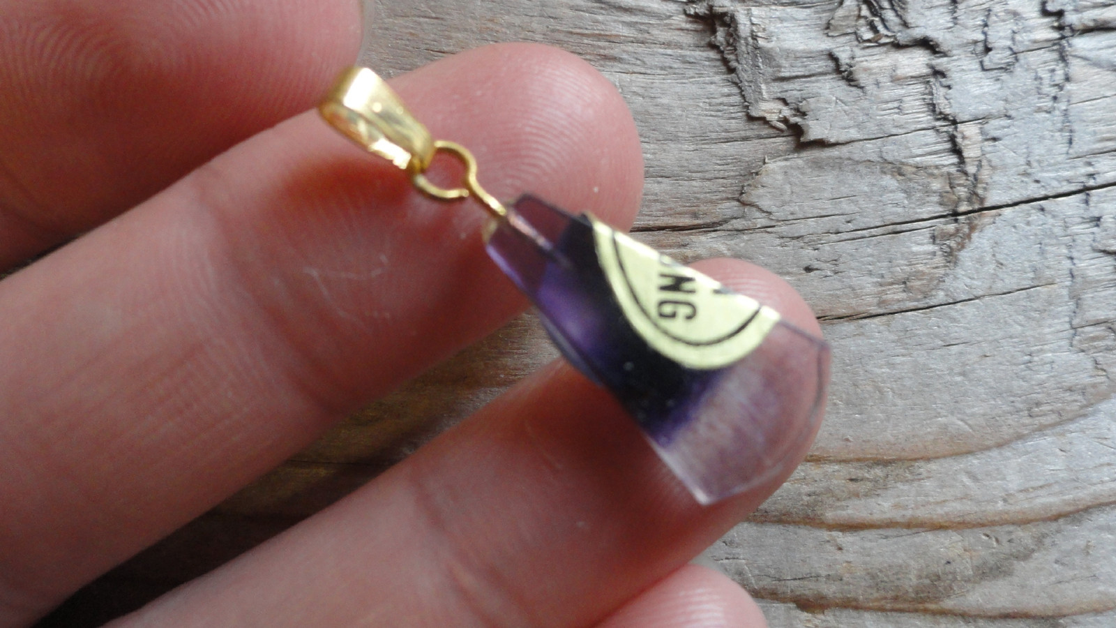 Fluorite Shape set (pkg 100) triangle stone pendant with GOLD loop size varies