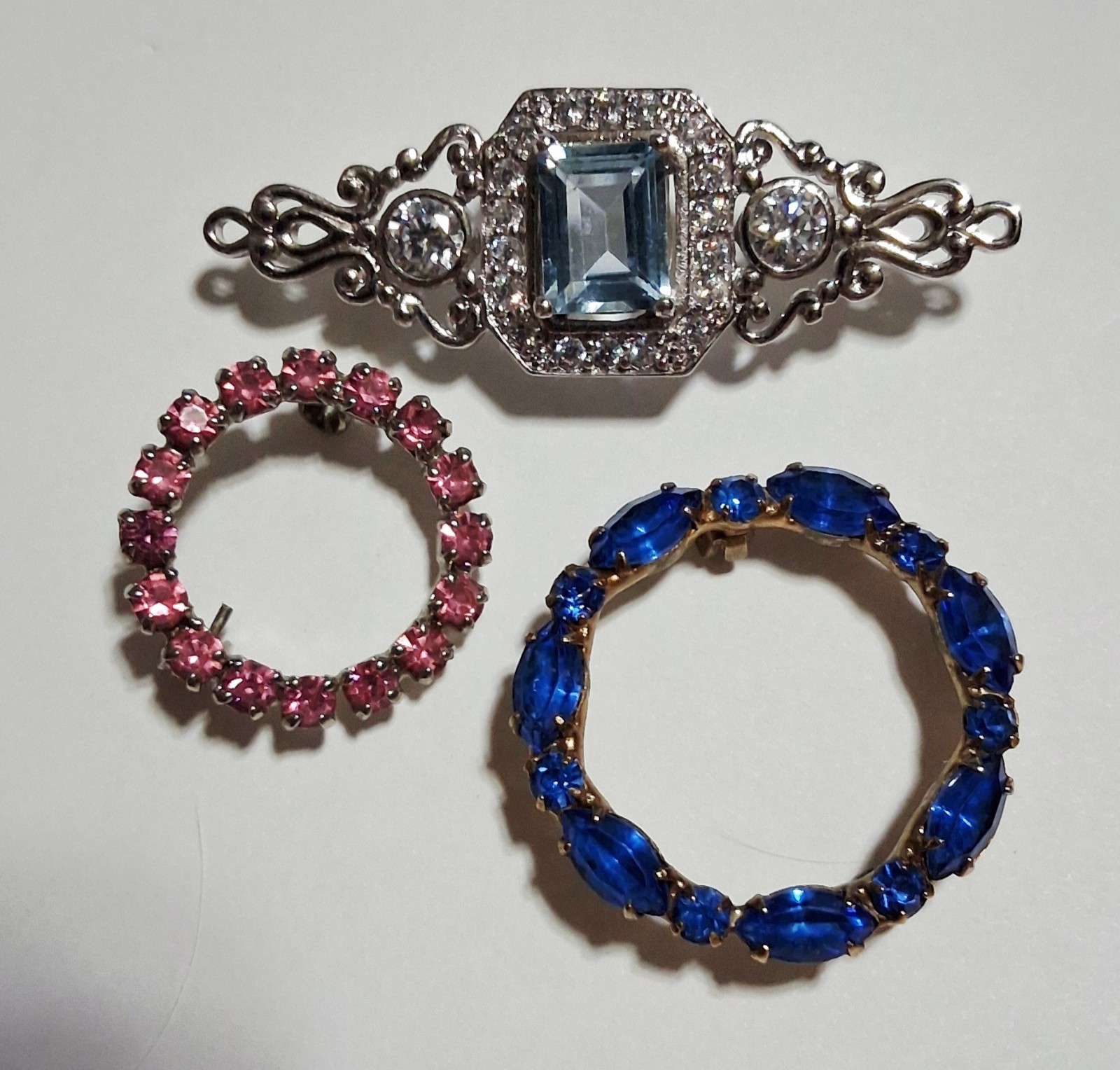 Cluster 3 Pins Vintage 2 Circle & 1 Bar Pins Alexandrite