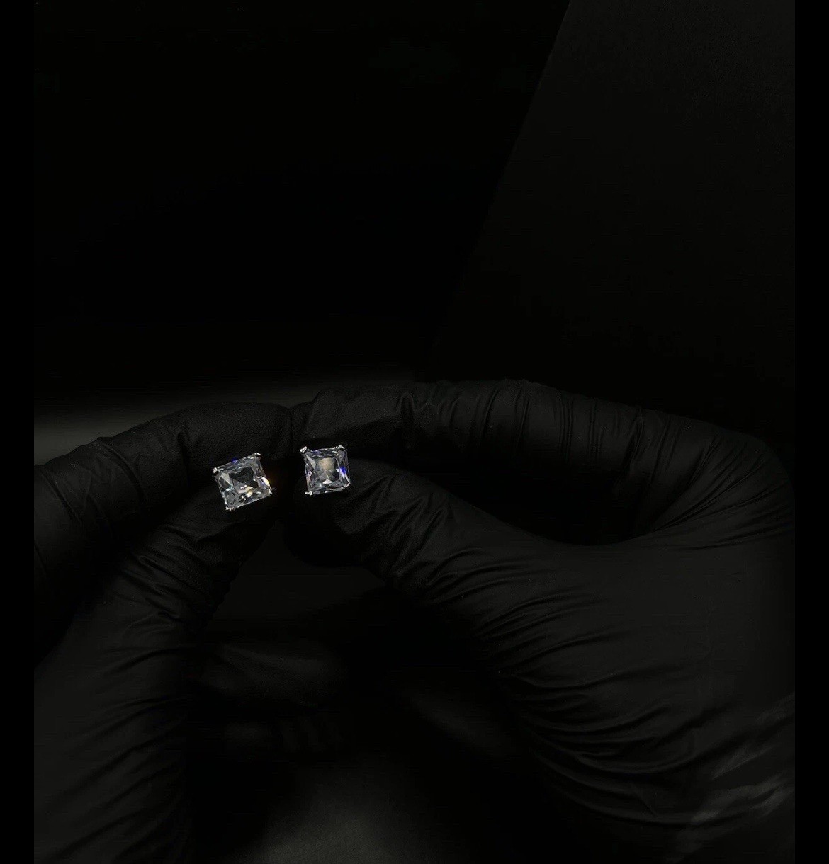 8mm Princess Cut Zircon Stud Earrings Silver Plated Diamond Alternative