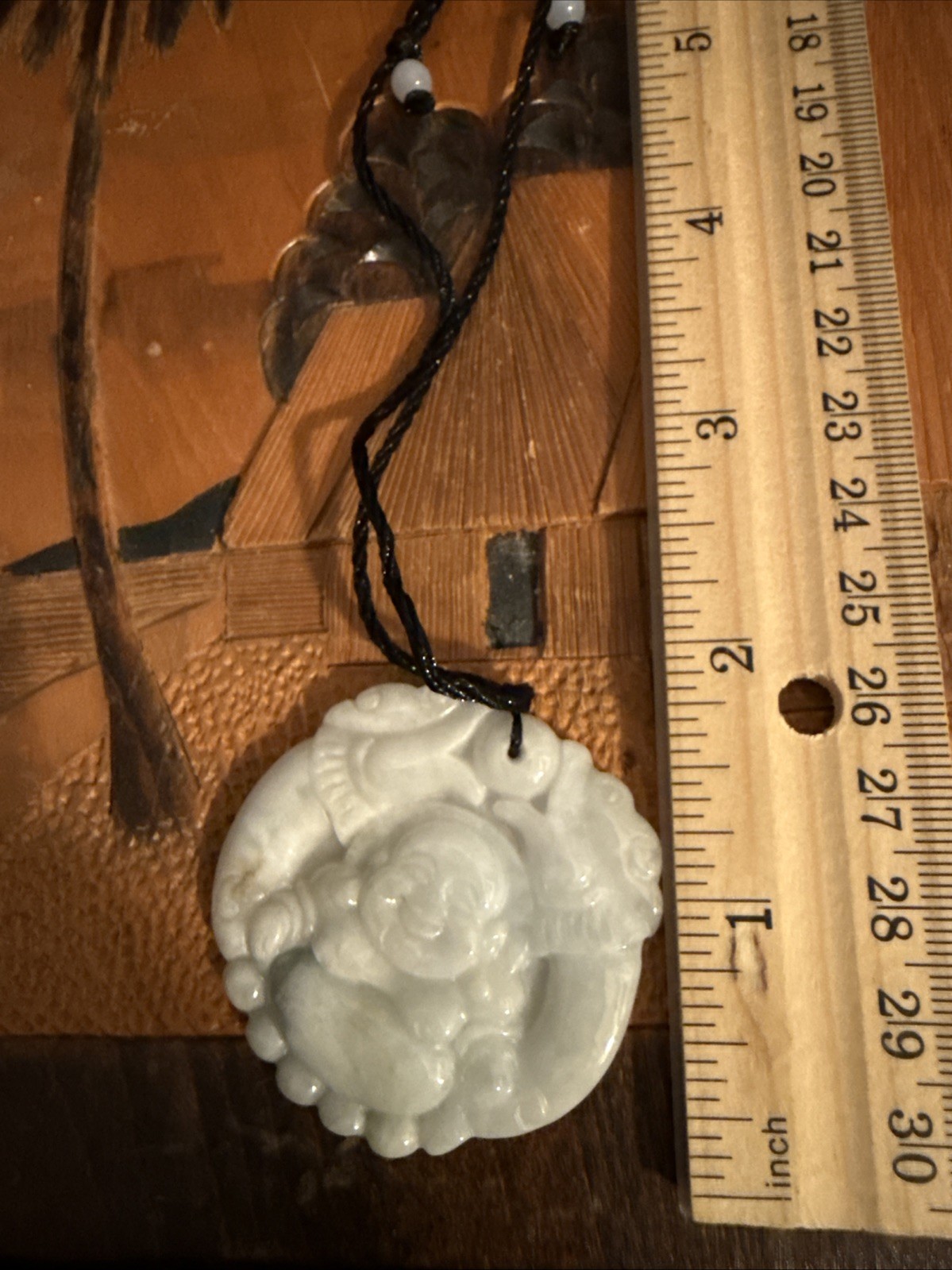 Elegant Jadeite Happy Buddha Amulet Pendant Necklace – 2”Wide