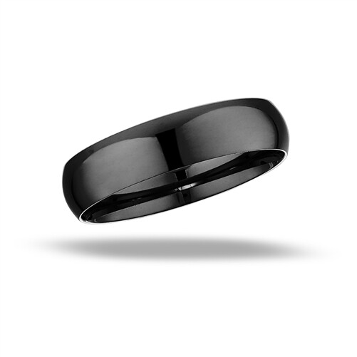 Black Stainless Steel Comfort Fit 4 mm Wide Band Ring – Free Gift Packaging