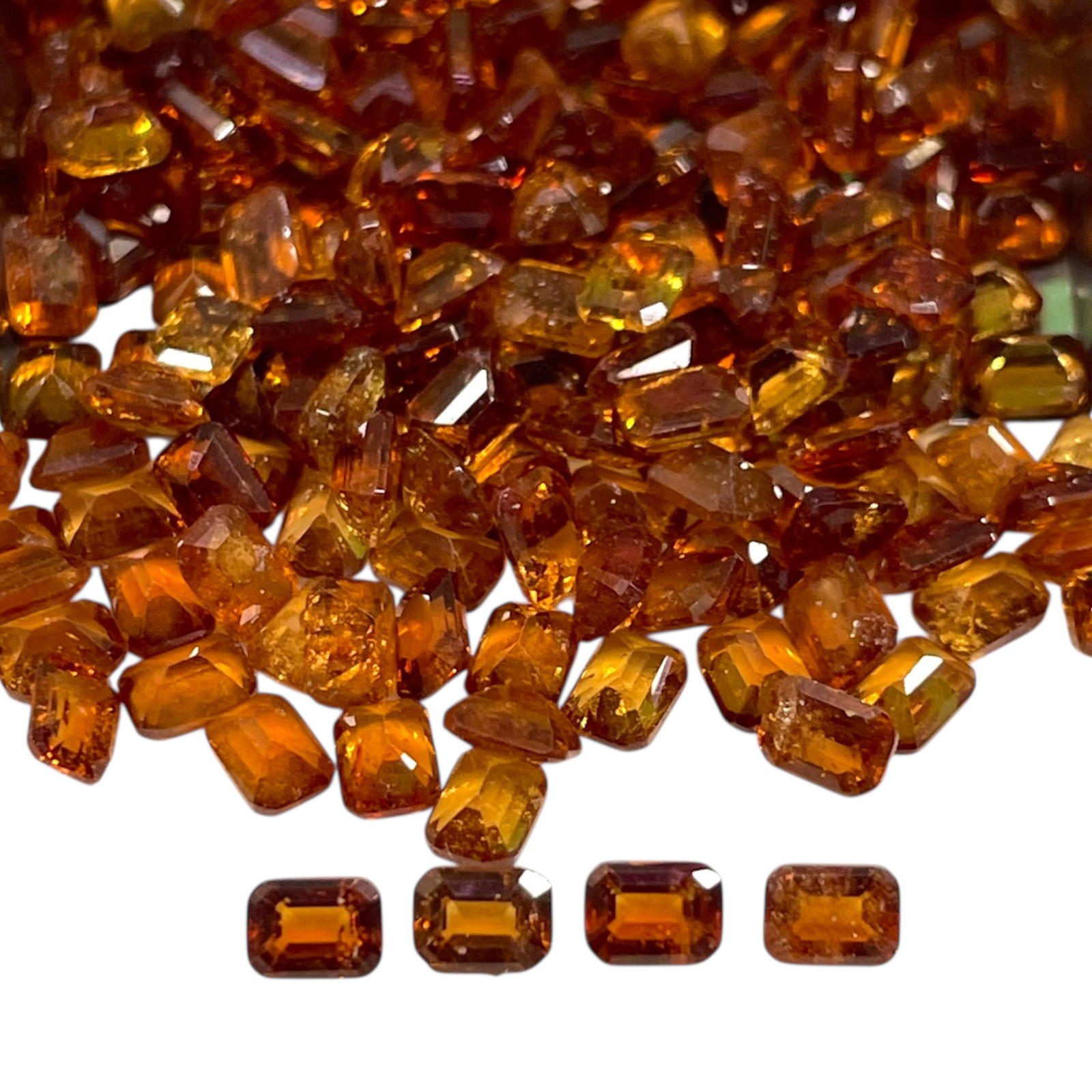 50 Pcs Natural Hessonite Garnet 3.8×2.8mm Emerald Cut Loose Untreated Gemstones
