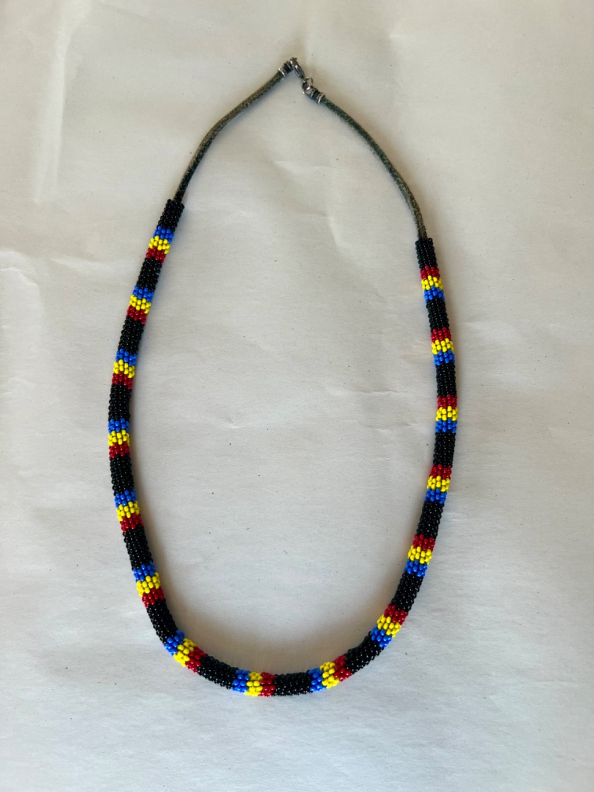 Artisan Crochet Multi-Colored Beaded Necklace 24″