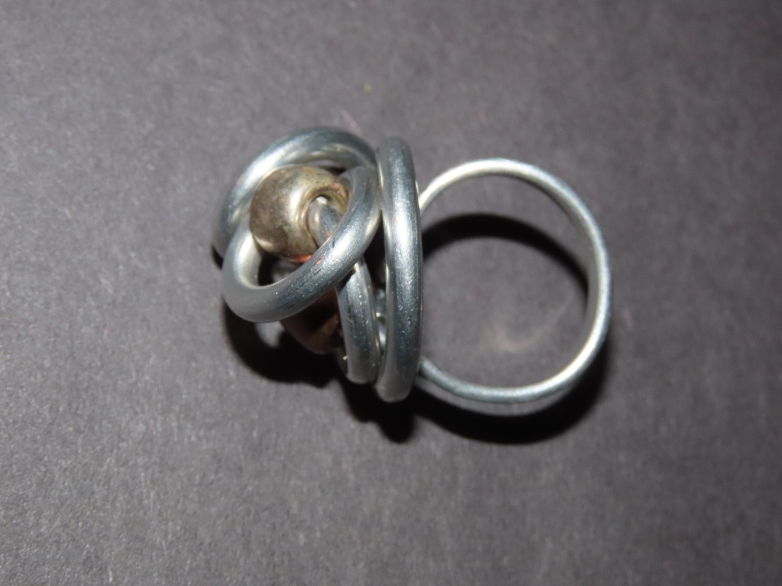 SIZE 8 HAND MADE ALUMINIUM ARTS CRAFTS RING 4 TYPES OF METAL TONE VINTAGE