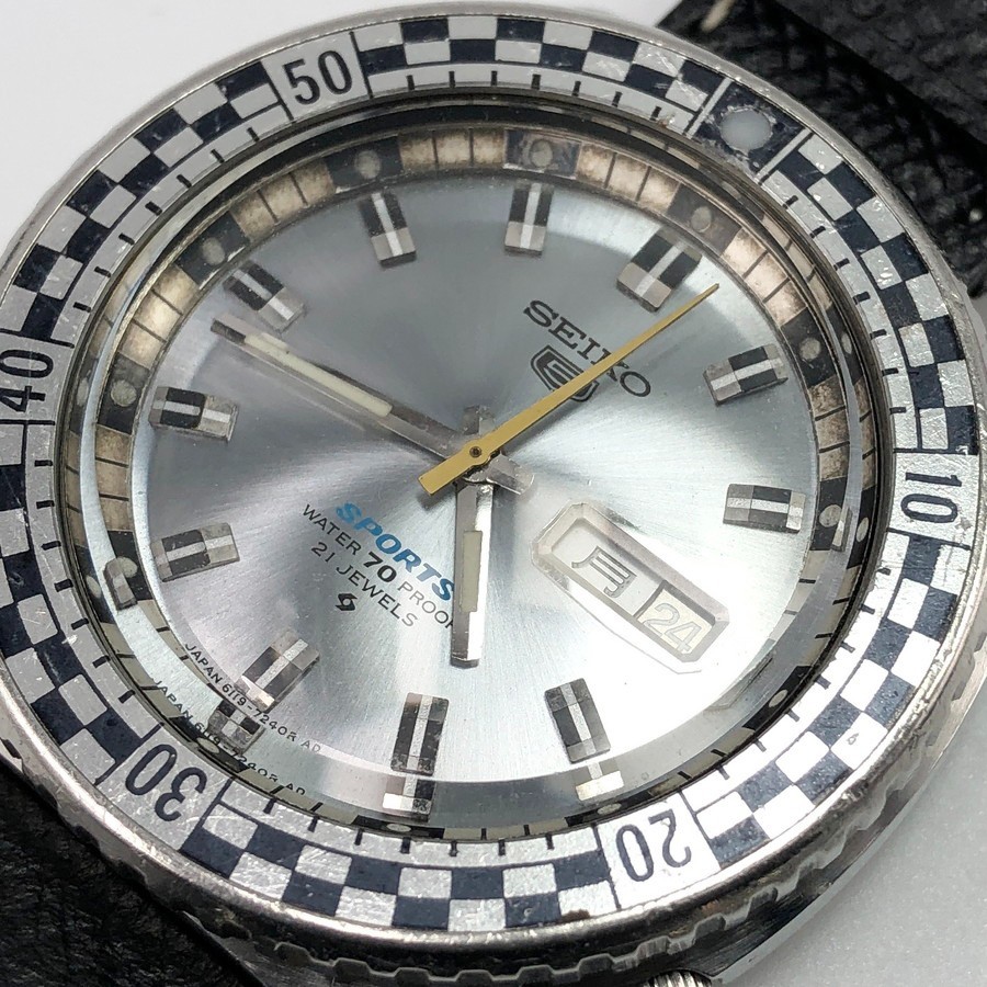 Vintage 1969 Seiko 5 Sports 6119-7170 Rally diver Checker flag Automatic #2106