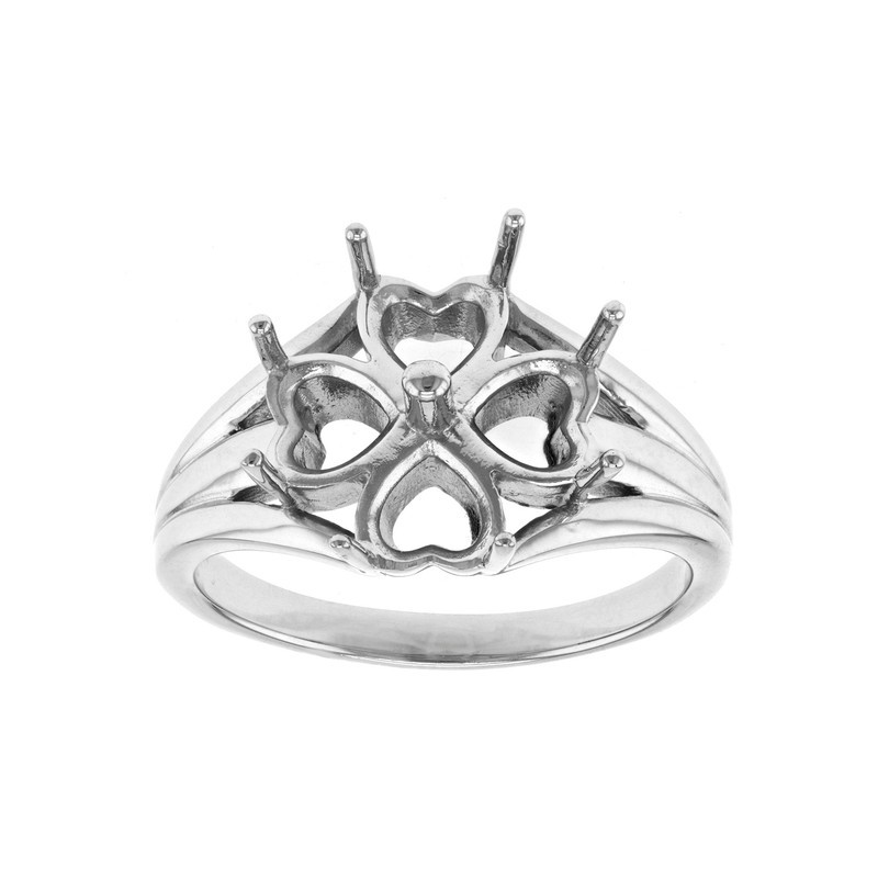 925 Sterling Silver Heart 5mm Semi Mount Cocktail Without Stone Ring DIY