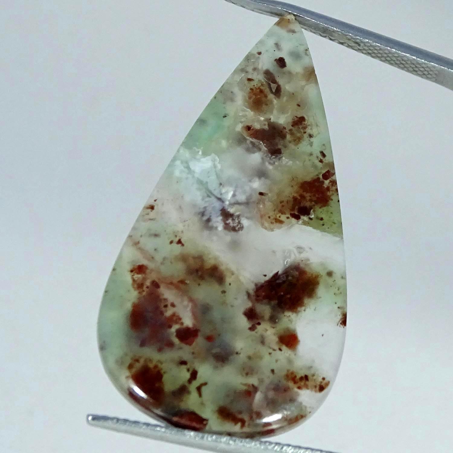23.10Cts AA+ Natural Aqua Chalcedony Pear Cabochon Gemstone 19X35X4MM