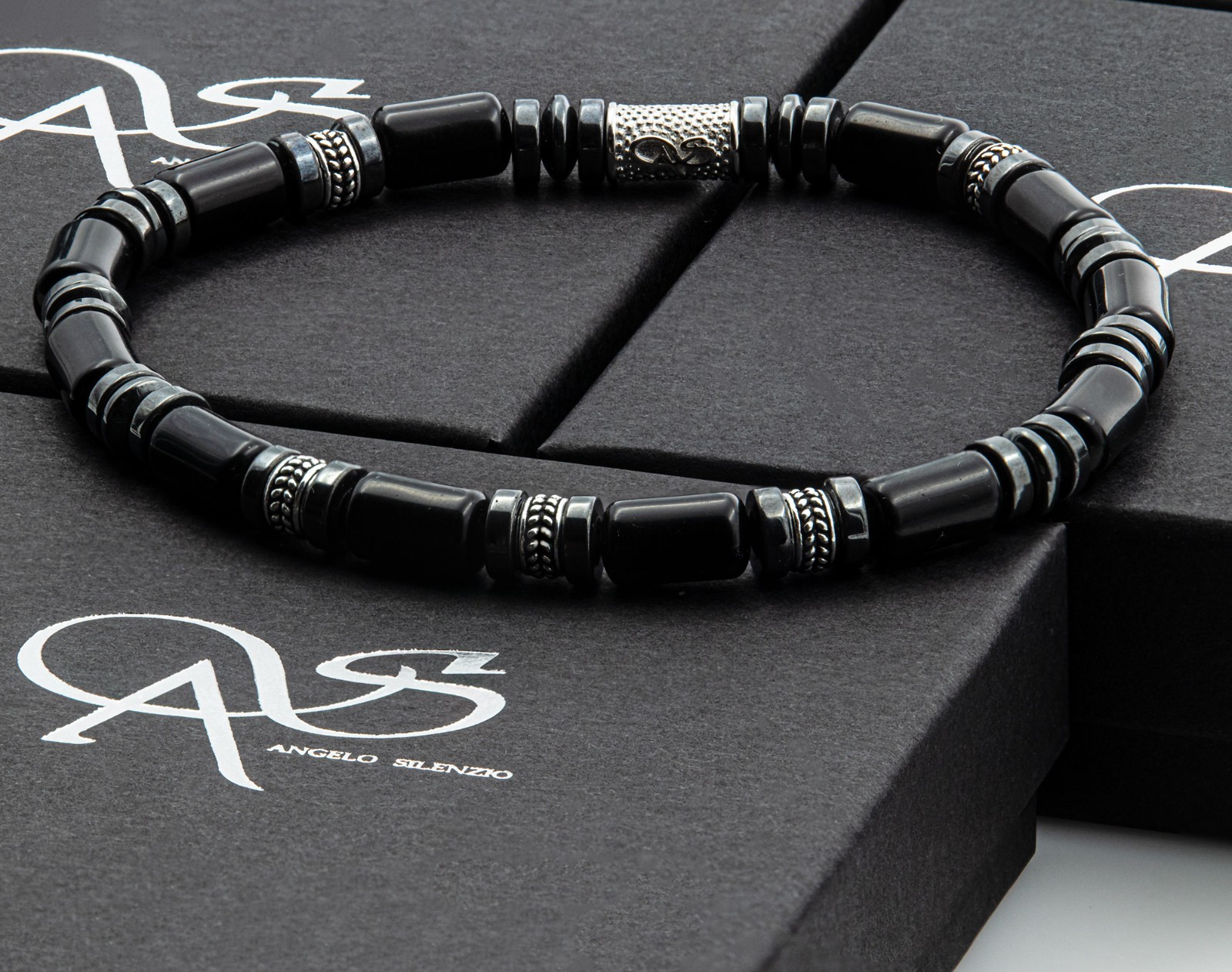 Black Agate Bracelet Bracelet 925 Sterling Silver Beaded Bracelet 6mm Women Men