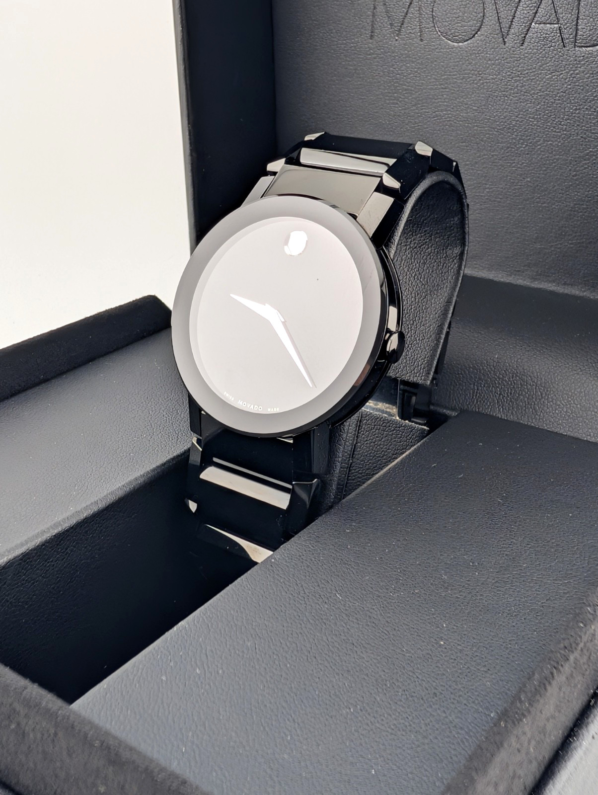 Movado Men’s Rare Black PVD Sapphire Mirror Classic Watch #84.G1.3896A ~ DISPLAY