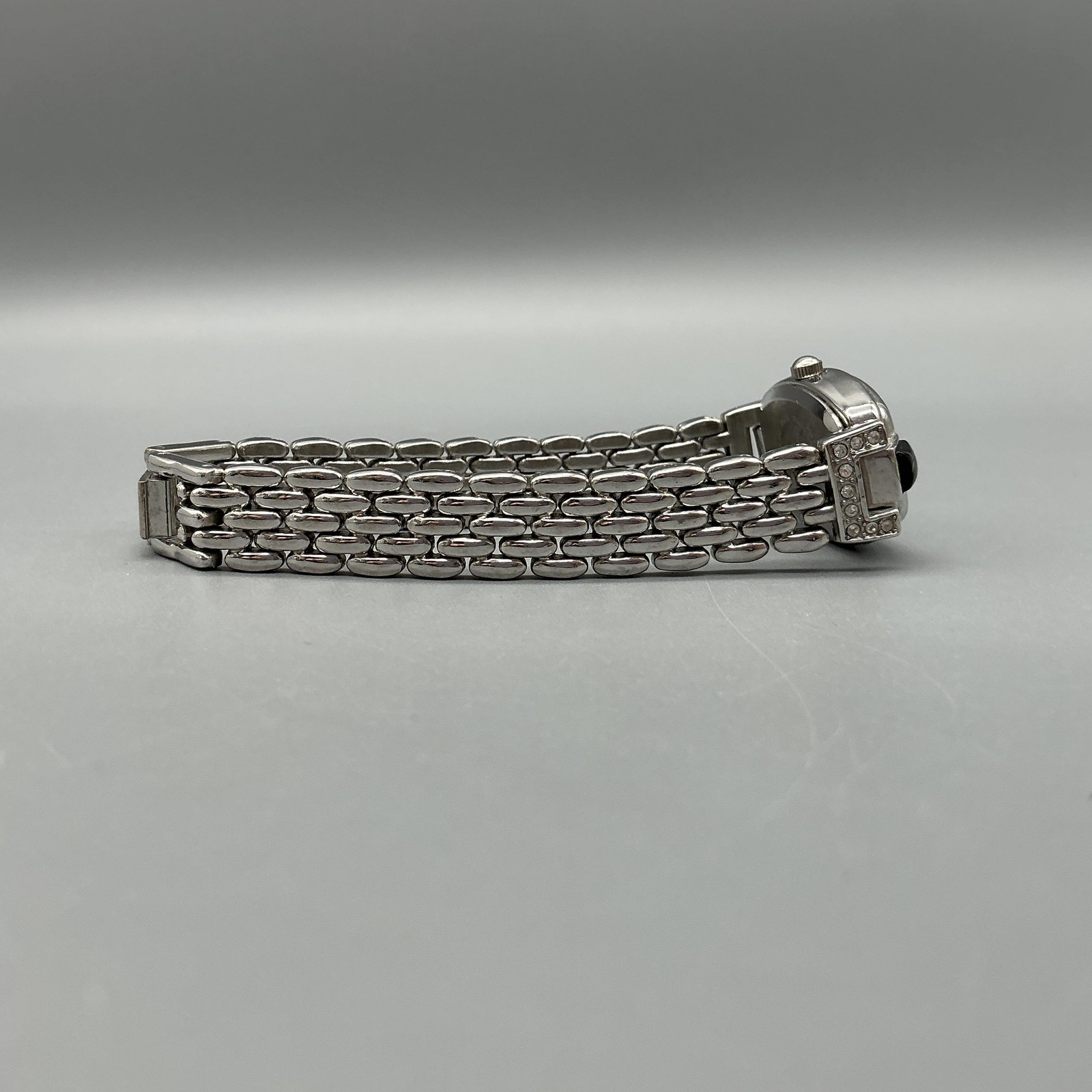 Charter Club Womens Watch 20mm Black Dial Silver Tone Bracelet New Battery 7.25″
