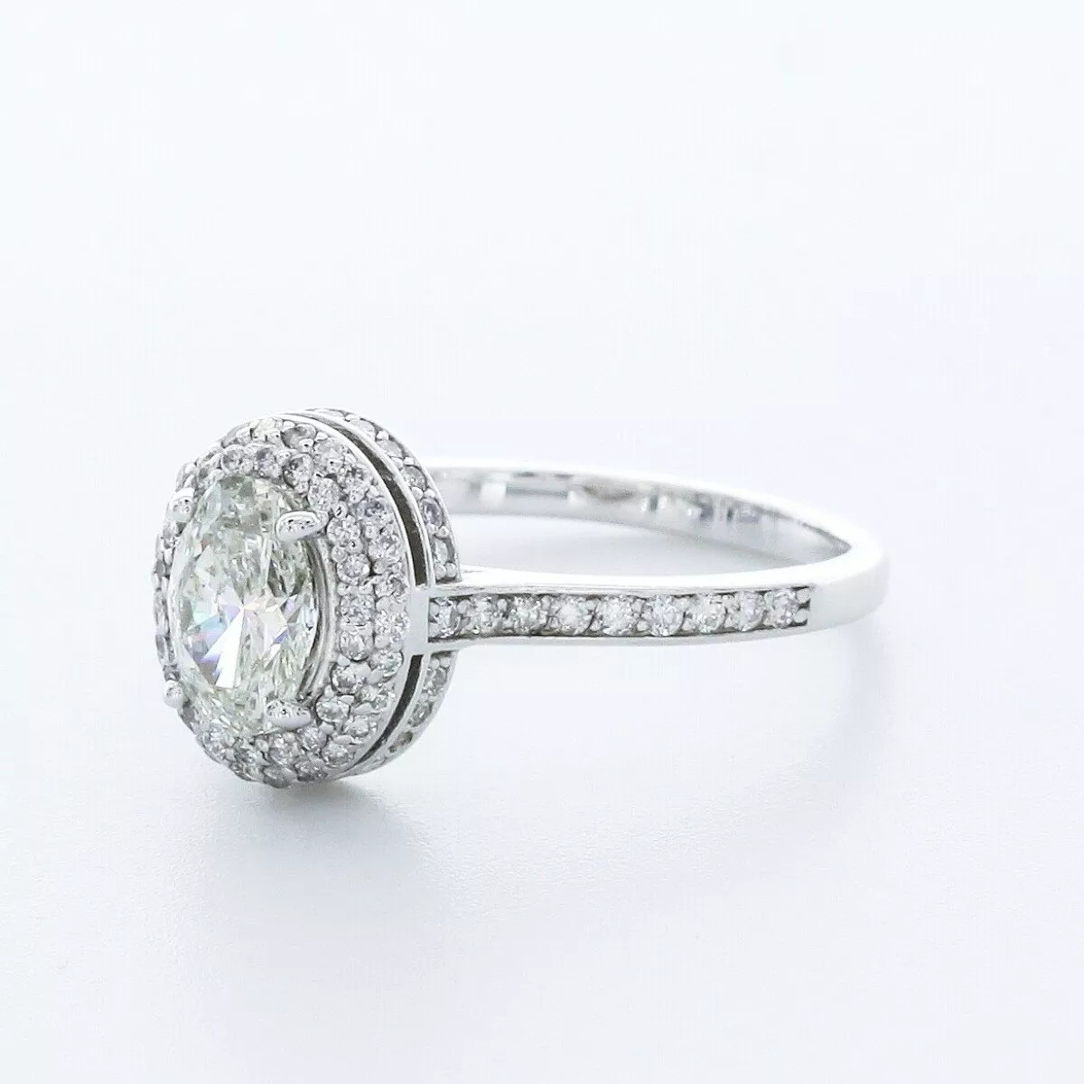 Engagement Ring 14K White Gold Under Halo 1.83 CT Oval Lab-Grown Diamond H VS2