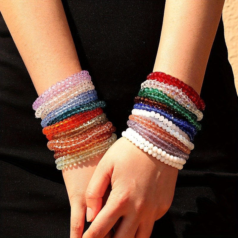 36Pcs 6mm Gemstones Beaded Stretch Bracelet for Women Crystal Stone Bracelets